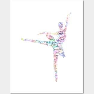 Ballet Dancer Silhouette Shape Text Word Cloud Posters and Art